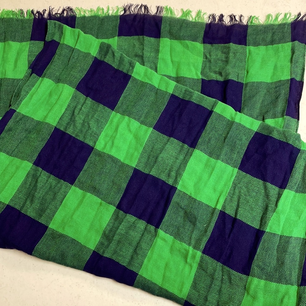 American Eagle Outfitters Green and Navy Blue Plaid Scarf